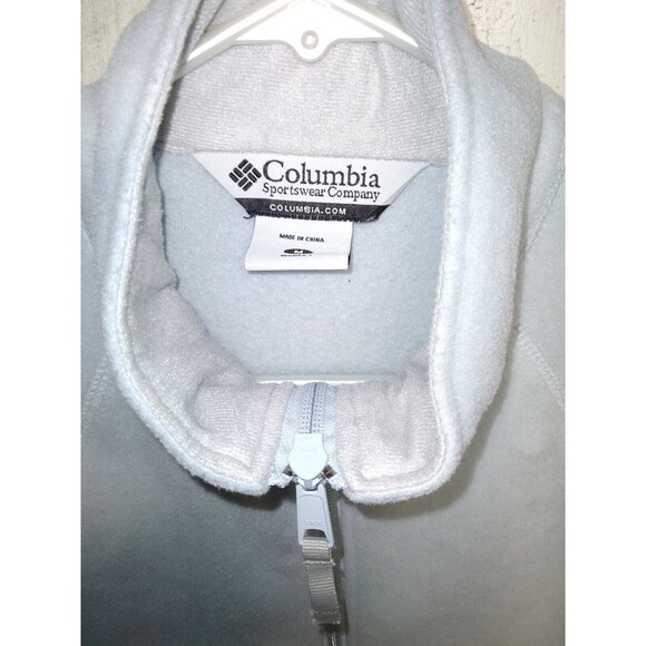Columbia Fleece Vest Jacket Womens Medium Light Blue Full Zip High Neck pockets - Picture 4 of 7